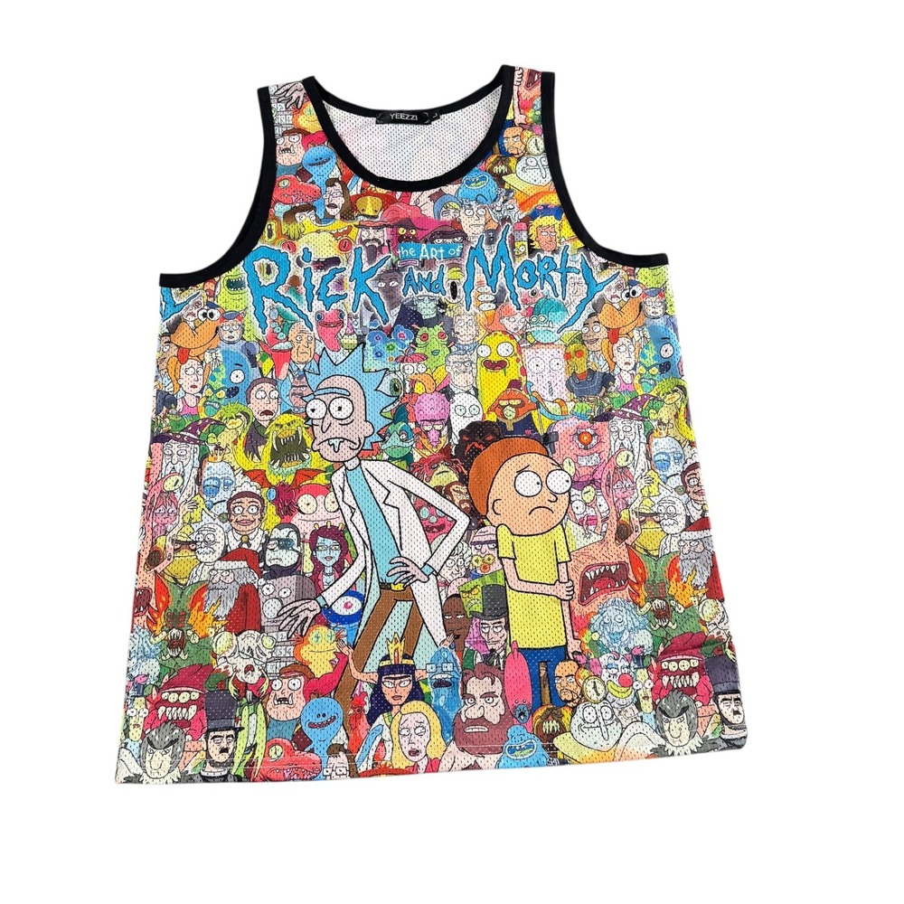 Yeezzi Rick and Morty Mesh Tank Top Jersey Mens Large All Over Print‎ Multi 252